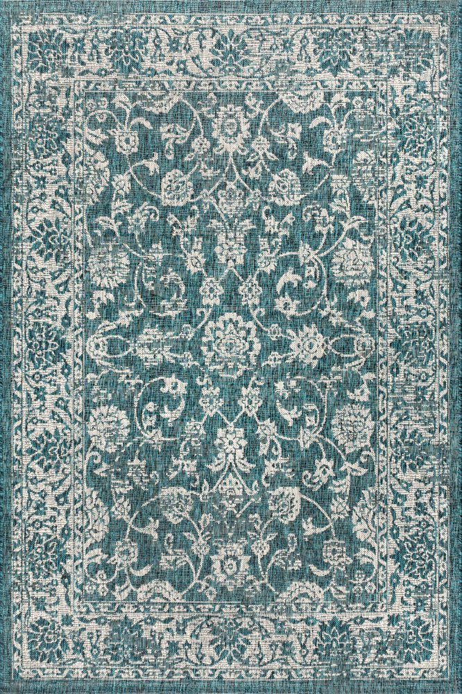 4' X 6' Teal Blue And Gray Medallion Indoor Outdoor Area Rug HomeRoots