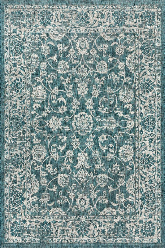 4' X 6' Teal Blue And Gray Medallion Indoor Outdoor Area Rug HomeRoots