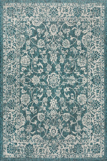 4' X 6' Teal Blue And Gray Medallion Indoor Outdoor Area Rug HomeRoots