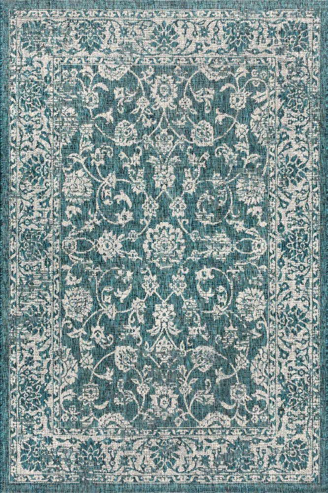 5' X 8' Teal Blue And Gray Medallion Indoor Outdoor Area Rug HomeRoots