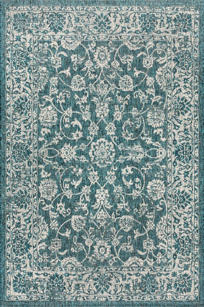 8' X 10' Teal Blue And Gray Medallion Indoor Outdoor Area Rug HomeRoots