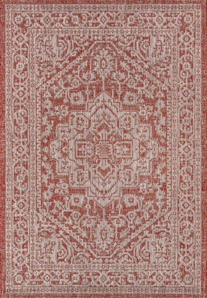 3' X 5' Red And Taupe Medallion Indoor Outdoor Area Rug HomeRoots