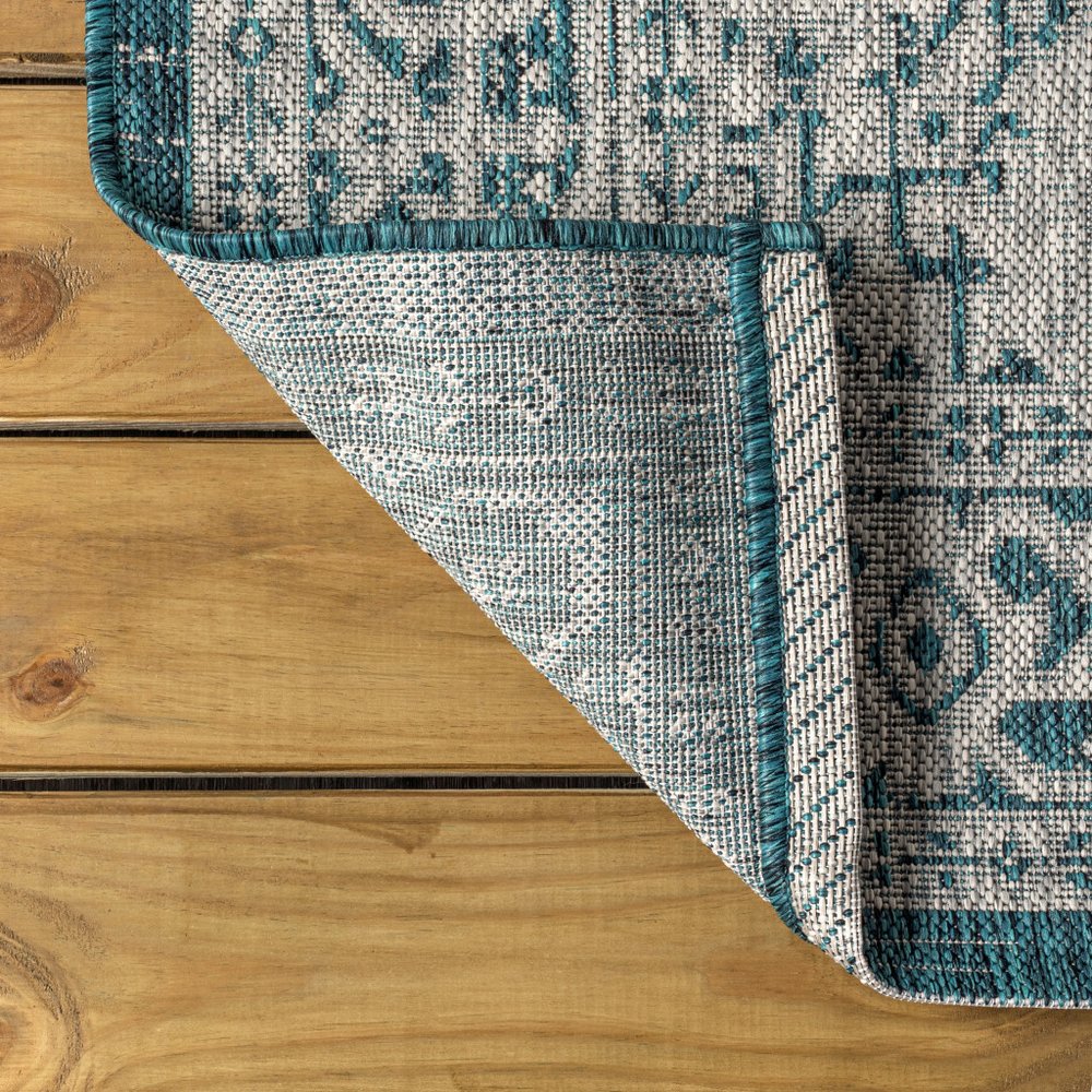 4' X 6' Teal Blue And Gray Medallion Indoor Outdoor Area Rug HomeRoots