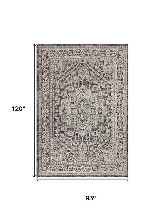 8' X 10' Gray And Black Medallion Indoor Outdoor Area Rug HomeRoots