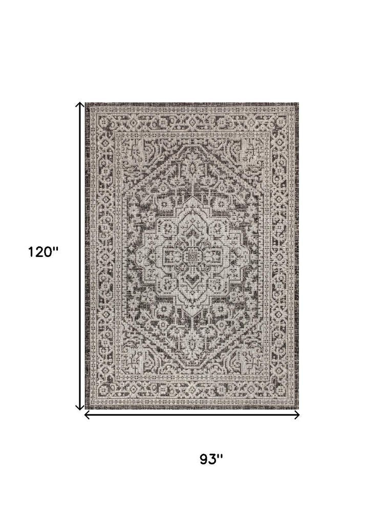 8' X 10' Gray And Black Medallion Indoor Outdoor Area Rug HomeRoots