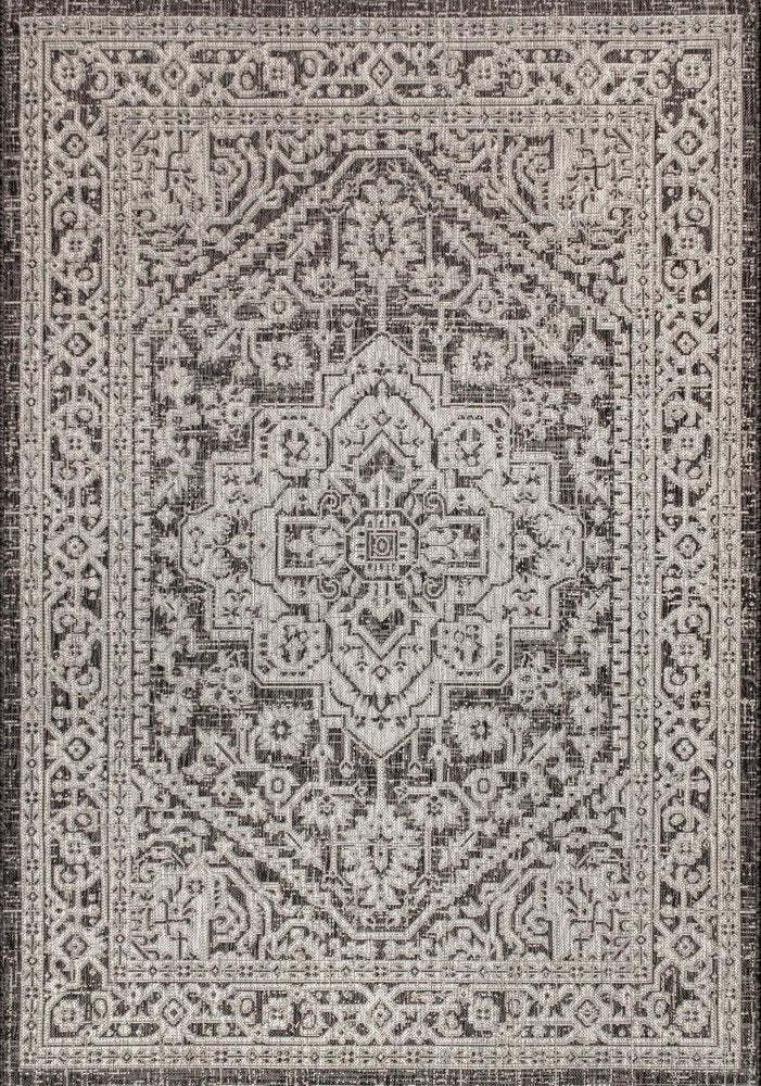 8' X 10' Gray And Black Medallion Indoor Outdoor Area Rug HomeRoots