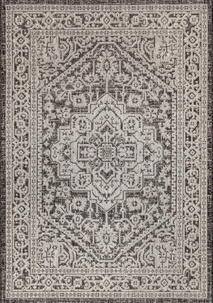 8' X 10' Gray And Black Medallion Indoor Outdoor Area Rug HomeRoots
