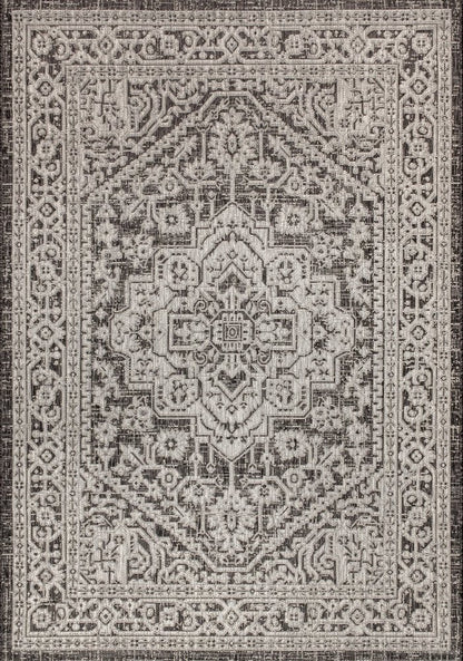 8' X 10' Gray And Black Medallion Indoor Outdoor Area Rug HomeRoots