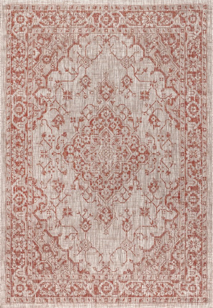 3' X 5' Red And Taupe Medallion Indoor Outdoor Area Rug HomeRoots
