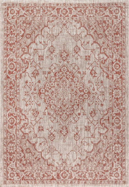 4' X 6' Red And Taupe Medallion Indoor Outdoor Area Rug HomeRoots