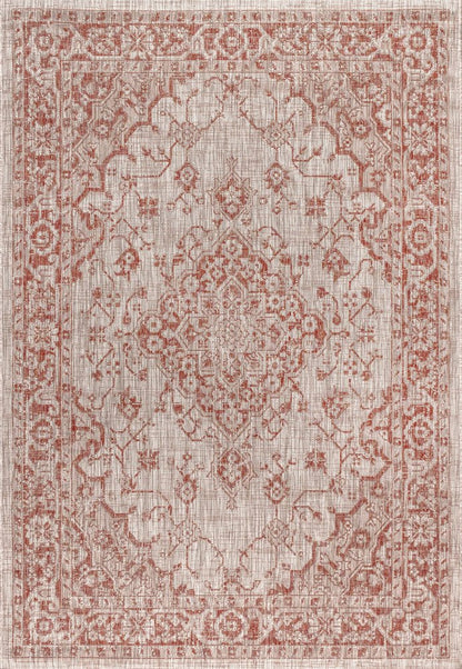 8' X 10' Red And Taupe Medallion Indoor Outdoor Area Rug HomeRoots