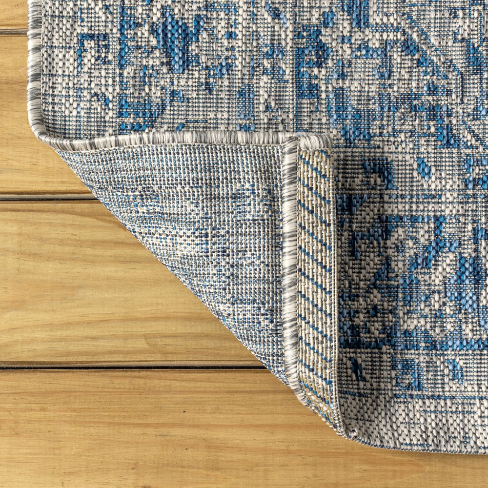 3' X 5' Gray And Navy Blue Medallion Indoor Outdoor Area Rug HomeRoots