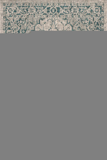 4' X 6' Gray And Teal Blue Medallion Indoor Outdoor Area Rug HomeRoots
