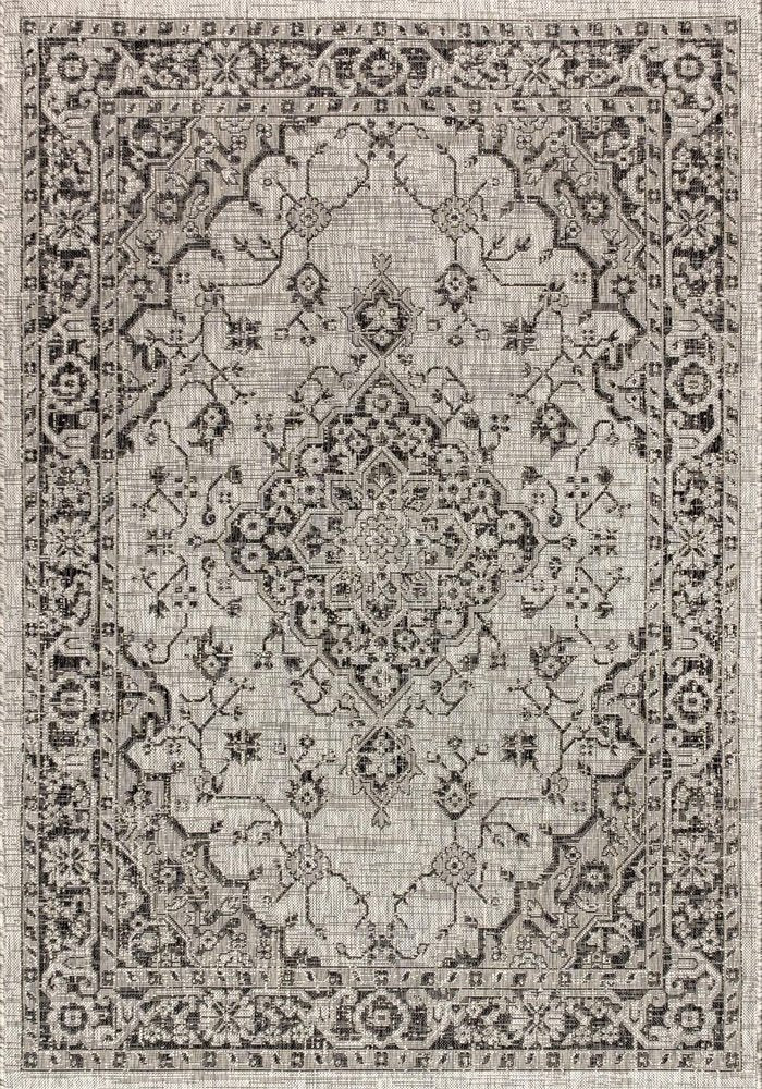 3' X 5' Gray And Black Medallion Indoor Outdoor Area Rug HomeRoots