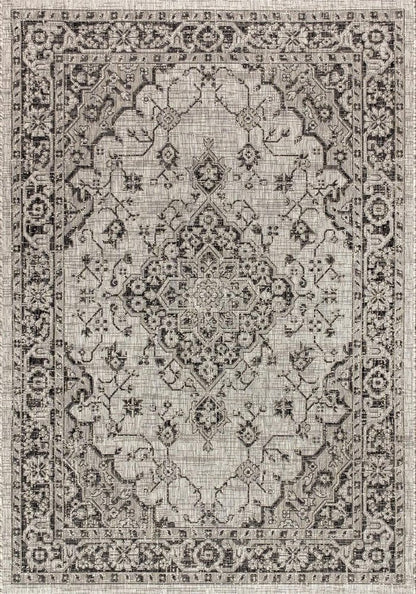3' X 5' Gray And Black Medallion Indoor Outdoor Area Rug HomeRoots