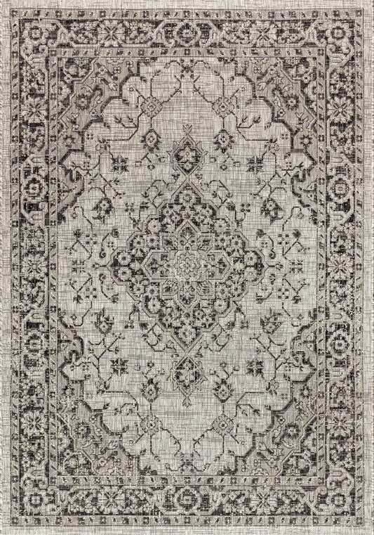 4' X 6' Gray And Black Medallion Indoor Outdoor Area Rug HomeRoots