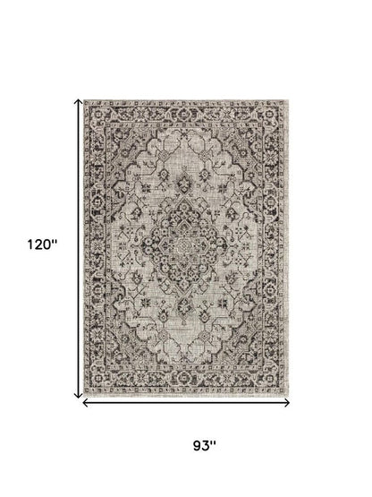 8' X 10' Gray And Black Medallion Indoor Outdoor Area Rug HomeRoots