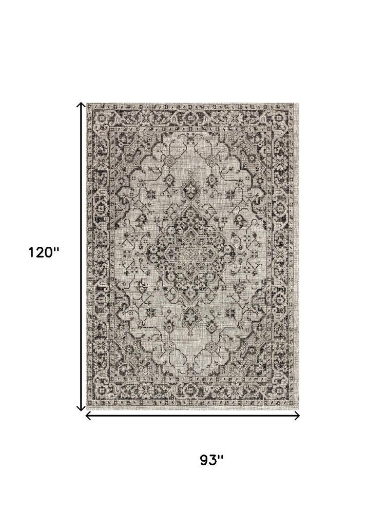 8' X 10' Gray And Black Medallion Indoor Outdoor Area Rug HomeRoots
