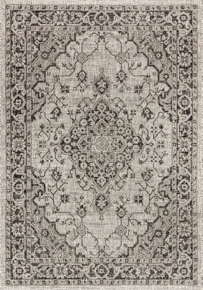 8' X 10' Gray And Black Medallion Indoor Outdoor Area Rug HomeRoots