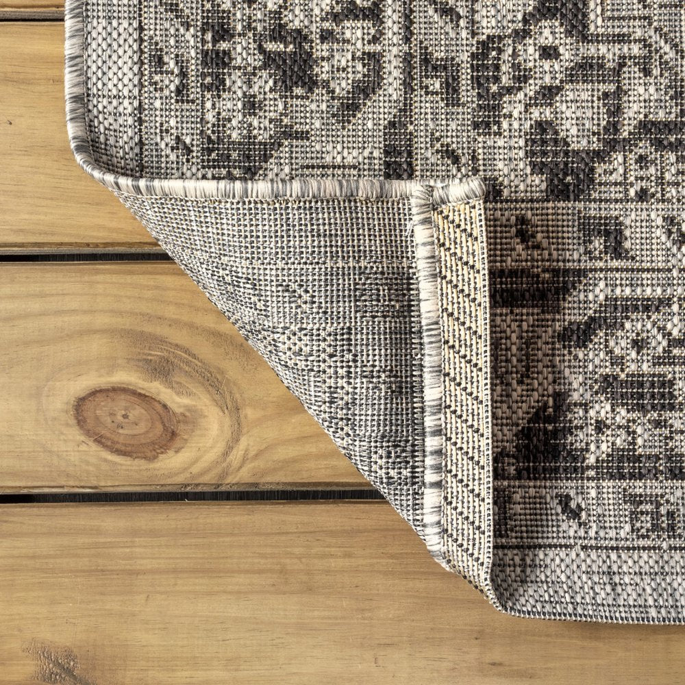 8' X 10' Gray And Black Medallion Indoor Outdoor Area Rug HomeRoots
