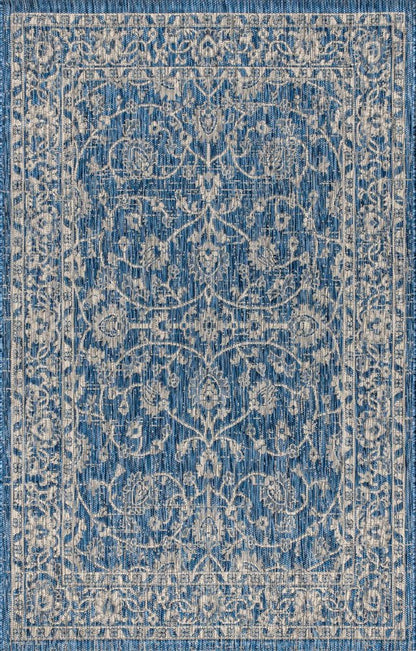 3' X 5' Navy Blue And Gray Medallion Indoor Outdoor Area Rug HomeRoots