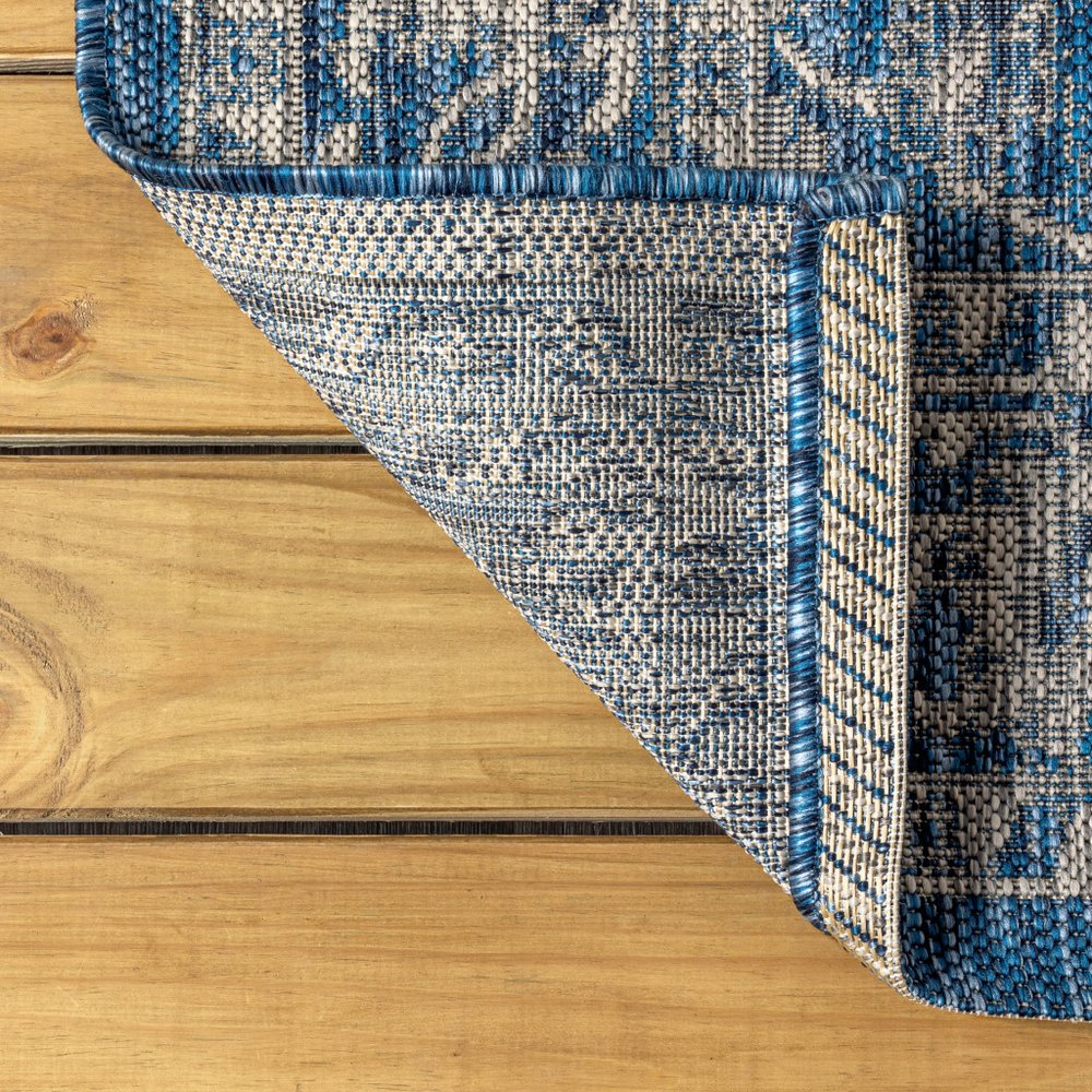 5' X 8' Navy Blue And Gray Medallion Indoor Outdoor Area Rug HomeRoots