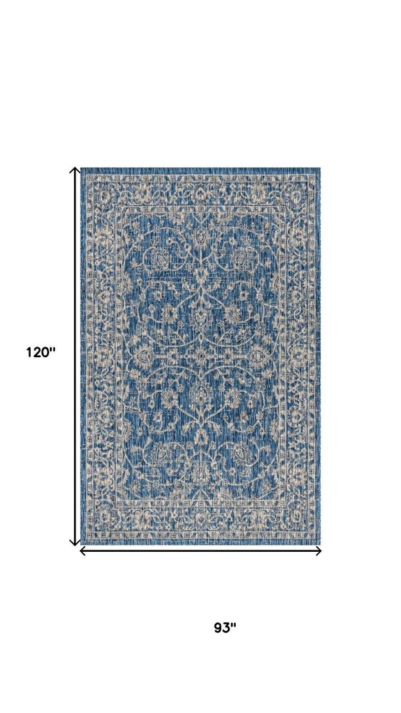8' X 10' Navy Blue And Gray Medallion Indoor Outdoor Area Rug HomeRoots