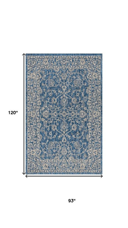 8' X 10' Navy Blue And Gray Medallion Indoor Outdoor Area Rug HomeRoots