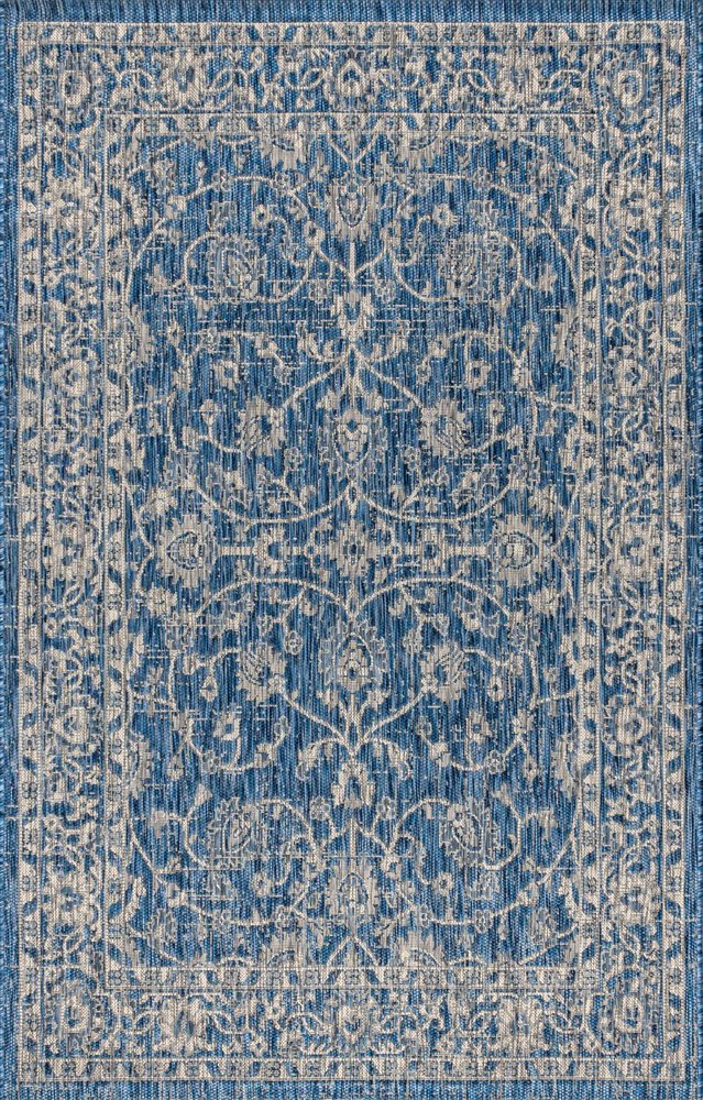 8' X 10' Navy Blue And Gray Medallion Indoor Outdoor Area Rug HomeRoots