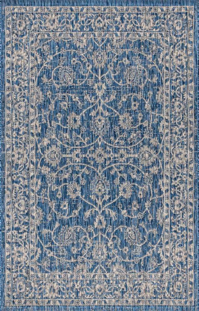 8' X 10' Navy Blue And Gray Medallion Indoor Outdoor Area Rug HomeRoots