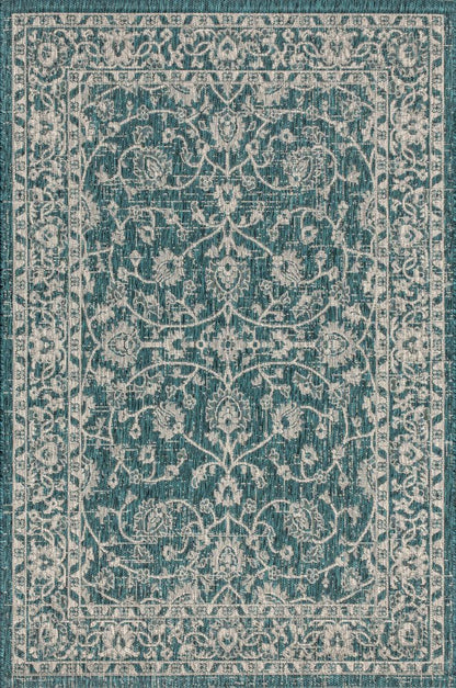 3' X 5' Teal Blue And Gray Medallion Indoor Outdoor Area Rug HomeRoots