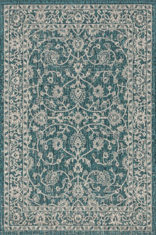 3' X 5' Teal Blue And Gray Medallion Indoor Outdoor Area Rug HomeRoots