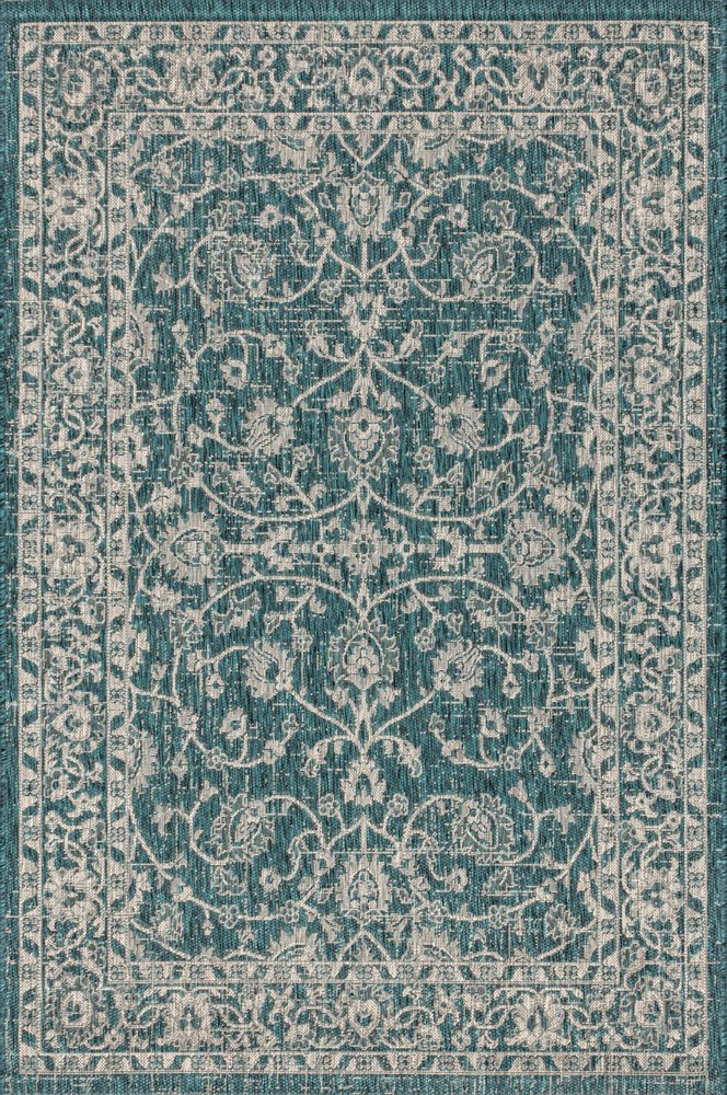3' X 5' Teal Blue And Gray Medallion Indoor Outdoor Area Rug HomeRoots