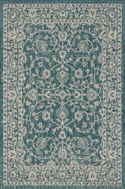 3' X 5' Teal Blue And Gray Medallion Indoor Outdoor Area Rug HomeRoots