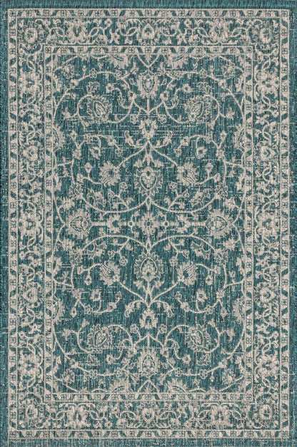 4' X 6' Teal Blue And Gray Medallion Indoor Outdoor Area Rug HomeRoots