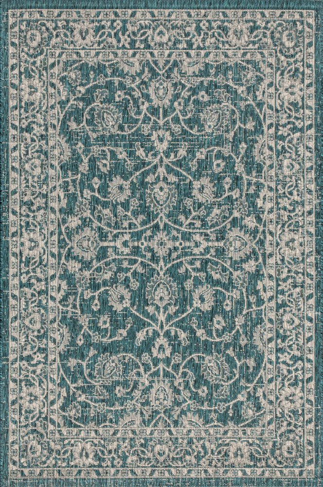 4' X 6' Teal Blue And Gray Medallion Indoor Outdoor Area Rug HomeRoots