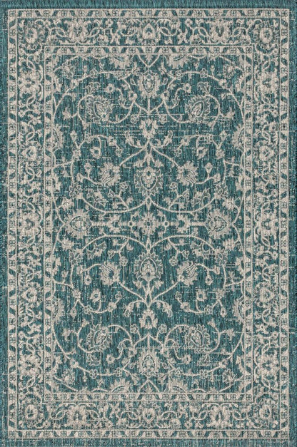 4' X 6' Teal Blue And Gray Medallion Indoor Outdoor Area Rug HomeRoots