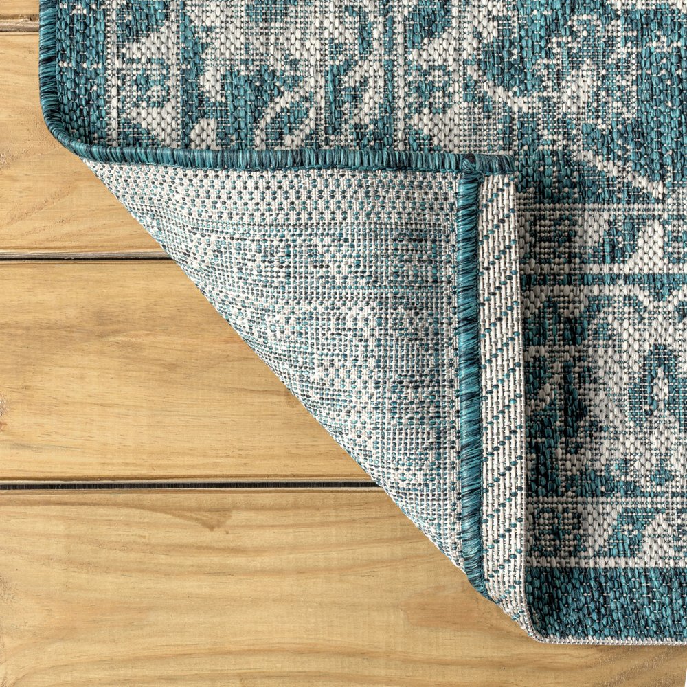 5' X 8' Teal Blue And Gray Medallion Indoor Outdoor Area Rug HomeRoots