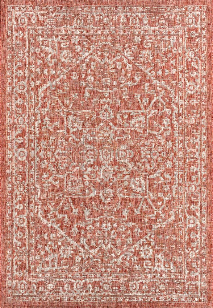 4' X 6' Red And Taupe Medallion Indoor Outdoor Area Rug HomeRoots