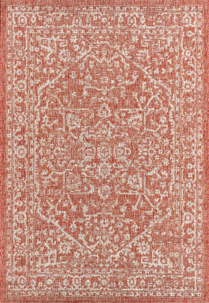4' X 6' Red And Taupe Medallion Indoor Outdoor Area Rug HomeRoots