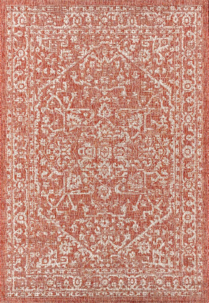 4' X 6' Red And Taupe Medallion Indoor Outdoor Area Rug HomeRoots