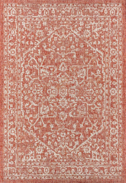 4' X 6' Red And Taupe Medallion Indoor Outdoor Area Rug HomeRoots