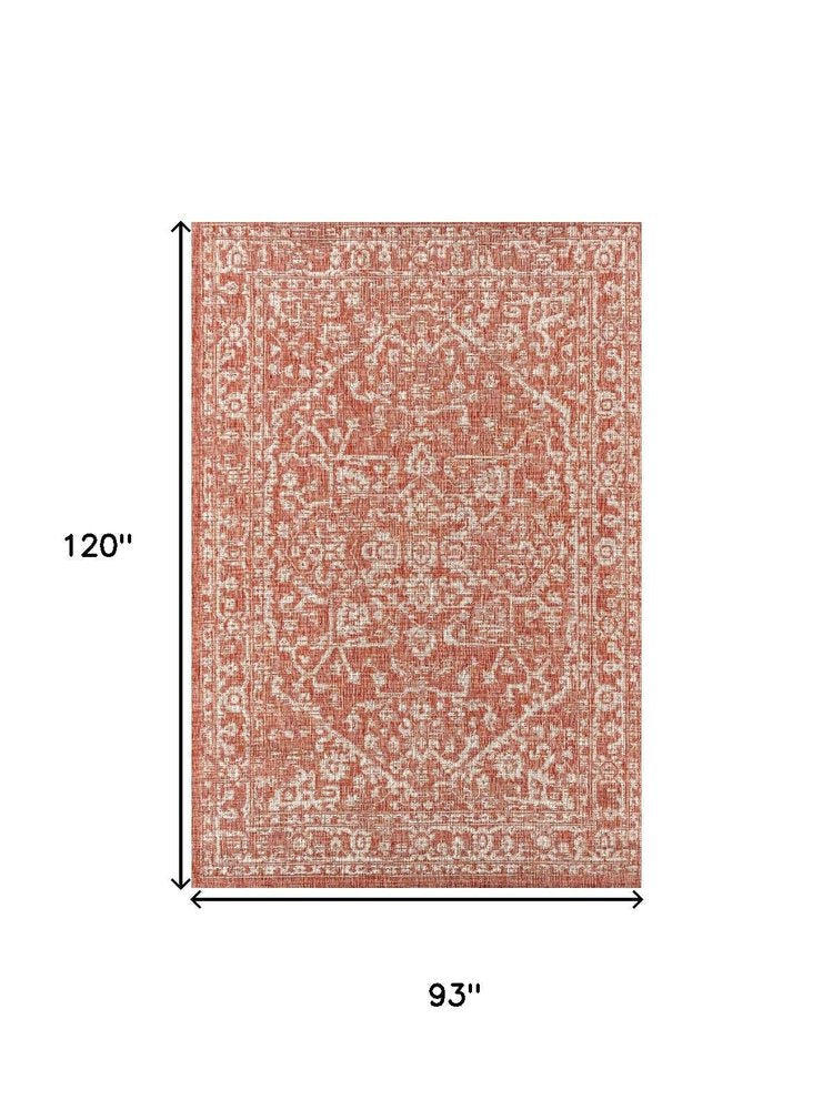 8' X 10' Red And Taupe Medallion Indoor Outdoor Area Rug HomeRoots