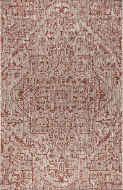 3' X 5' Red And Taupe Medallion Indoor Outdoor Area Rug HomeRoots