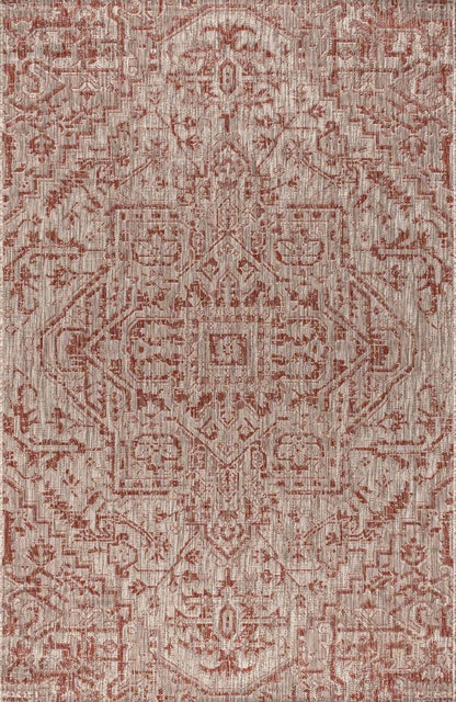 8' X 10' Red And Taupe Medallion Indoor Outdoor Area Rug HomeRoots