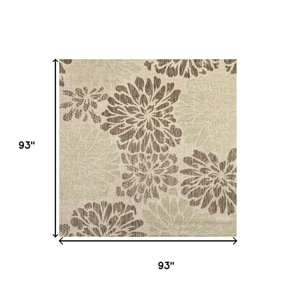 8' Sage And Brown Square Floral Indoor Outdoor Area Rug HomeRoots