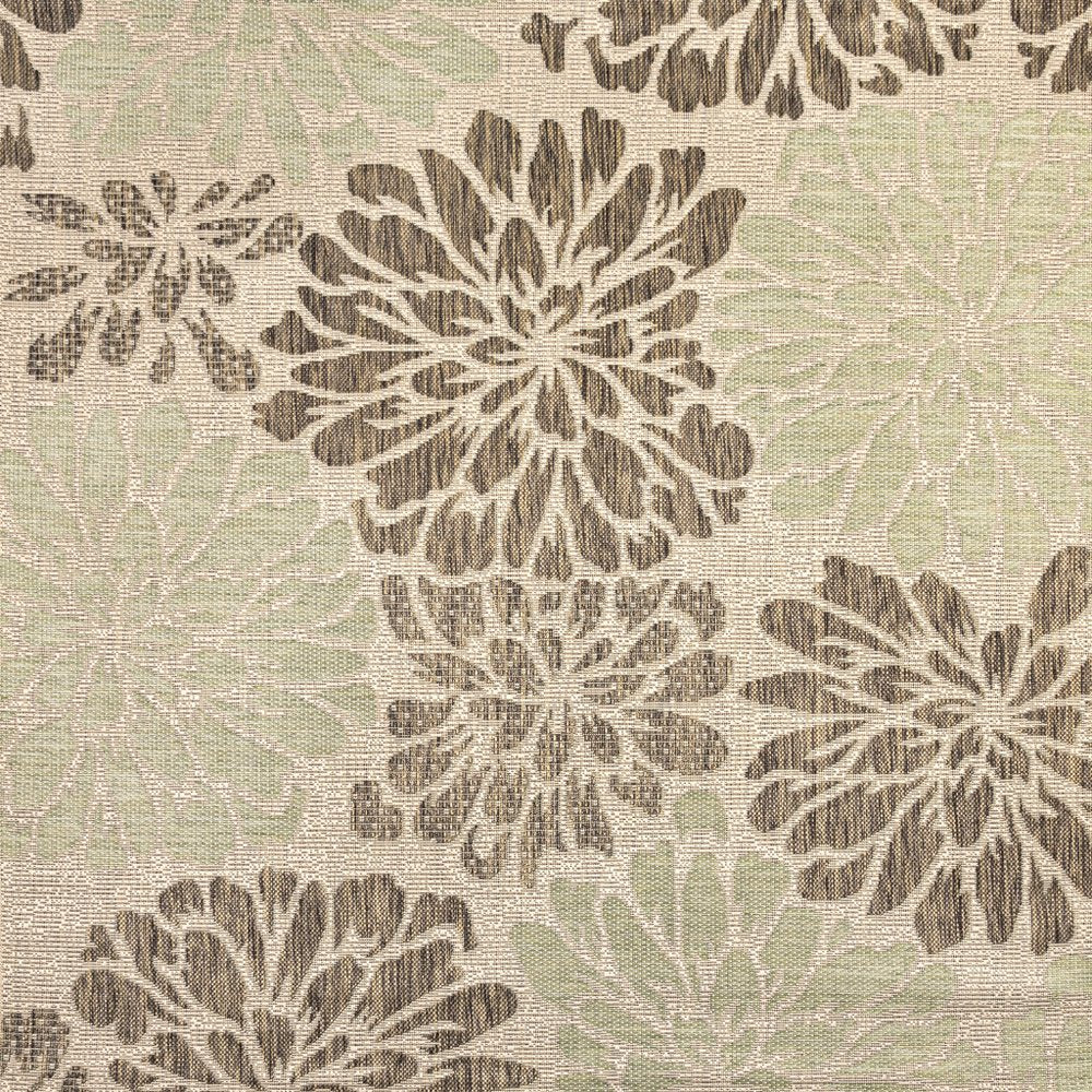 8' Sage And Brown Square Floral Indoor Outdoor Area Rug — view 1