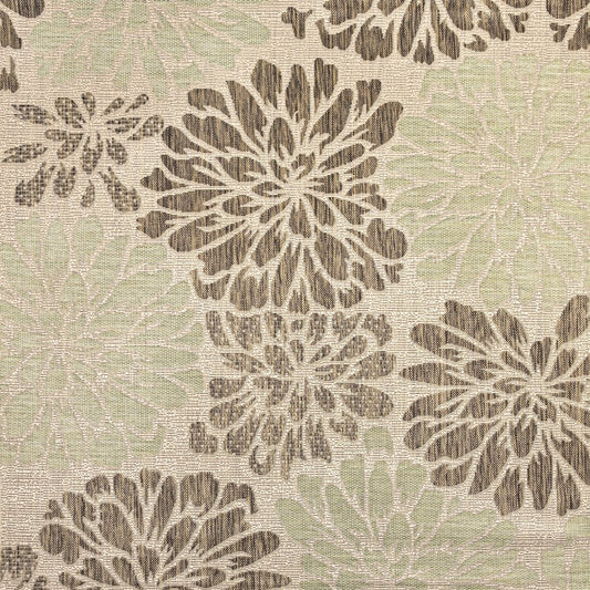 8' Sage And Brown Square Floral Indoor Outdoor Area Rug