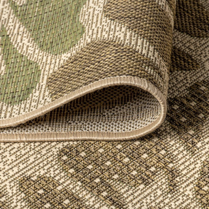 9' Sage And Brown Round Floral Indoor Outdoor Area Rug HomeRoots