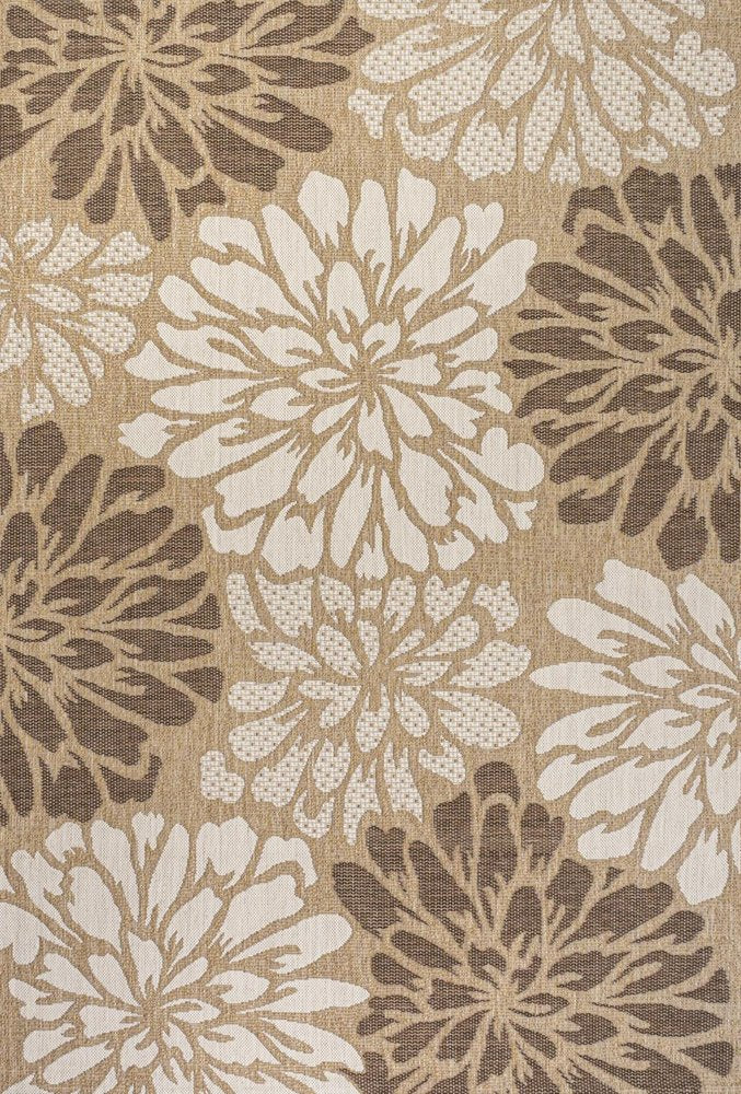 6' X 9' Brown And Cream Floral Indoor Outdoor Area Rug HomeRoots